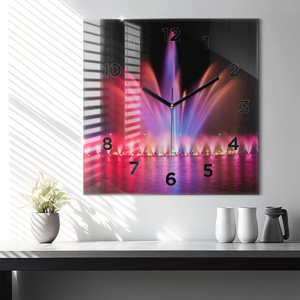 Square wall clock Wroclaw Fountain at Night