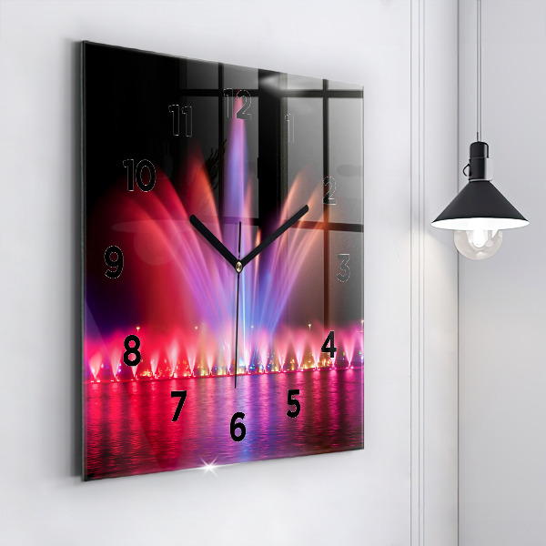 Square wall clock Wroclaw Fountain at Night