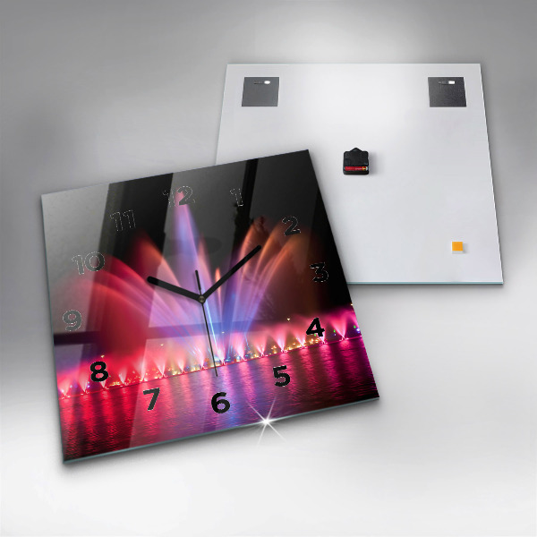 Square wall clock Wroclaw Fountain at Night