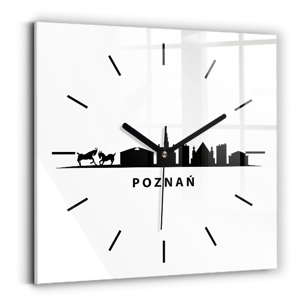 Square wall clock Poznan panorama graphics