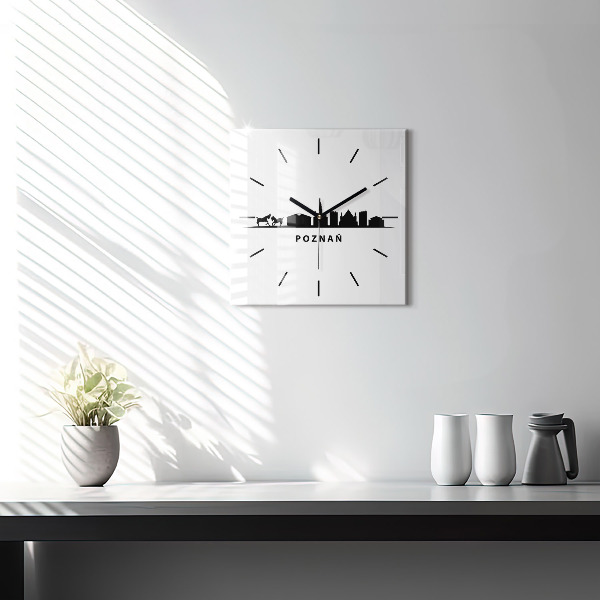 Square wall clock Poznan panorama graphics
