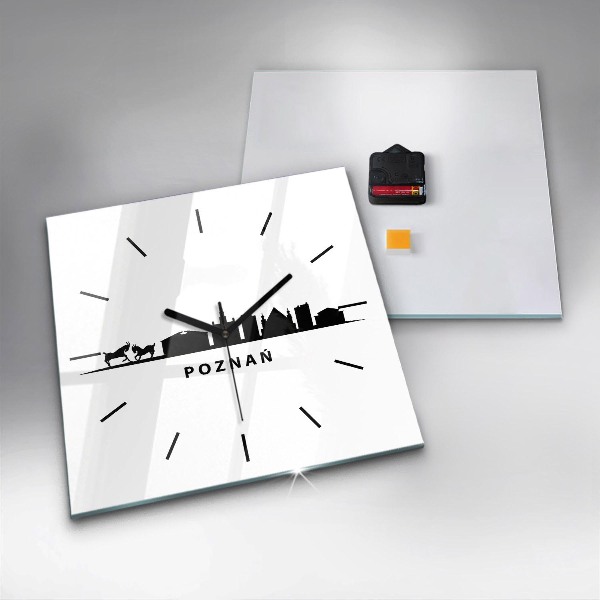 Square wall clock Poznan panorama graphics