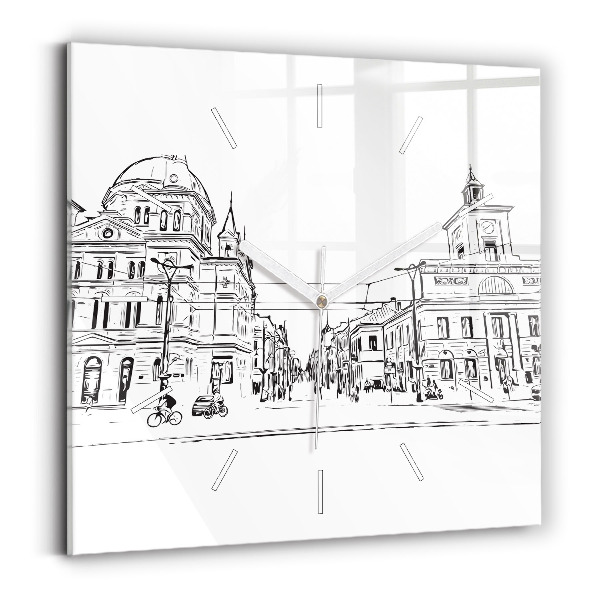 Square wall clock Illustration of the city of Poznań