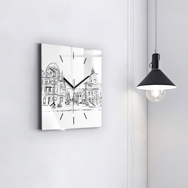Square wall clock Illustration of the city of Poznań