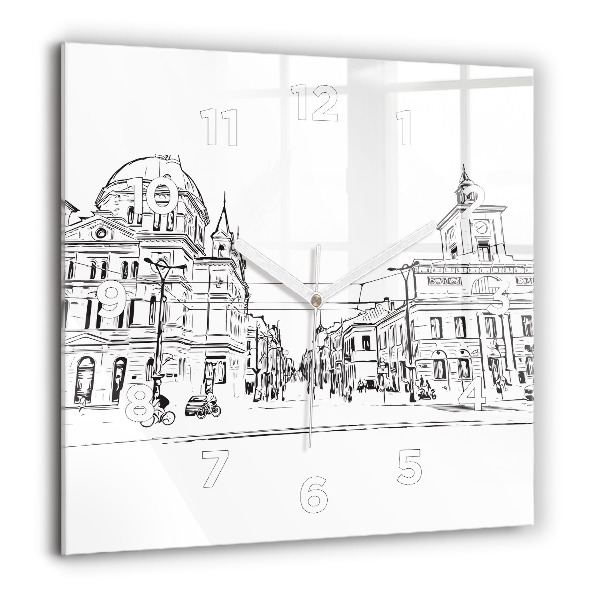 Square wall clock Illustration of the city of Poznań