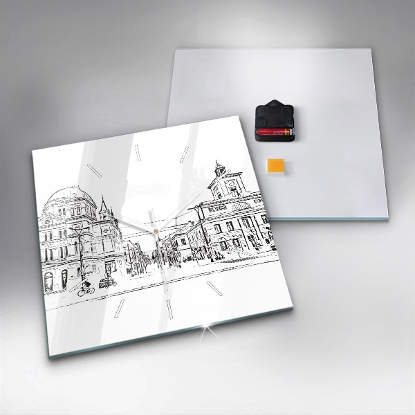 Square wall clock Illustration of the city of Poznań