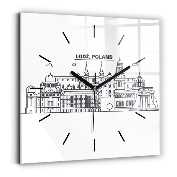 Square wall clock Lodz architecture panorama