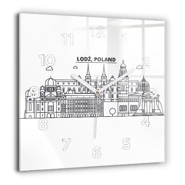 Square wall clock Lodz architecture panorama