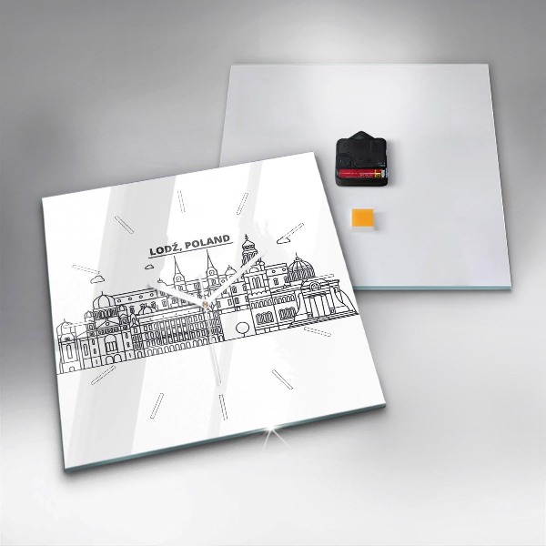 Square wall clock Lodz architecture panorama