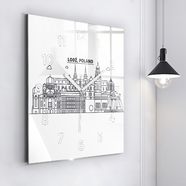 Square wall clock Lodz architecture panorama