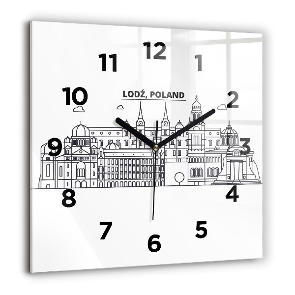 Square wall clock Lodz architecture panorama