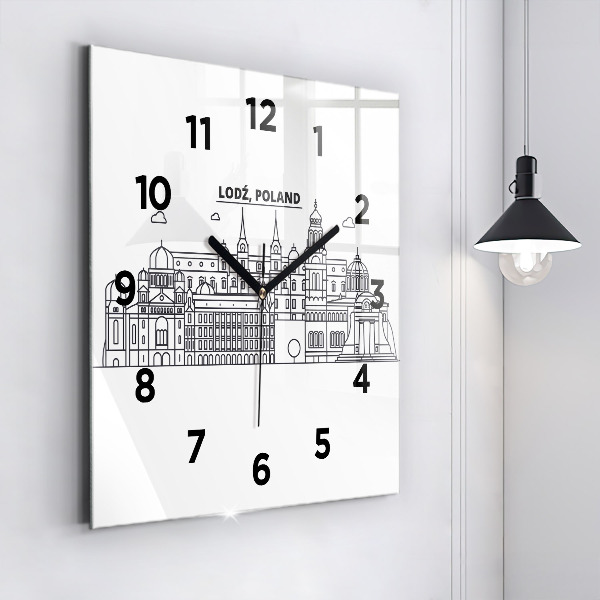 Square wall clock Lodz architecture panorama