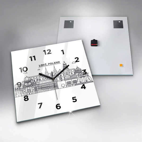 Square wall clock Lodz architecture panorama
