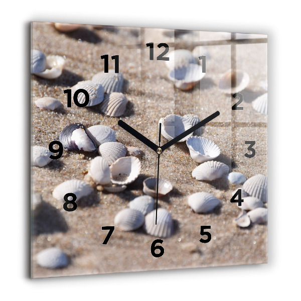 Square wall clock Seashells on the beach