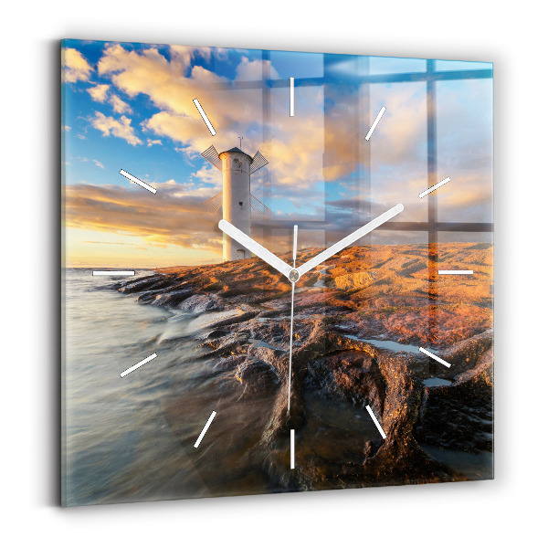 Square wall clock The Lighthouse and the Baltic Sea