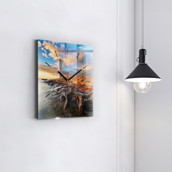 Square wall clock The Lighthouse and the Baltic Sea