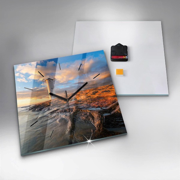 Square wall clock The Lighthouse and the Baltic Sea