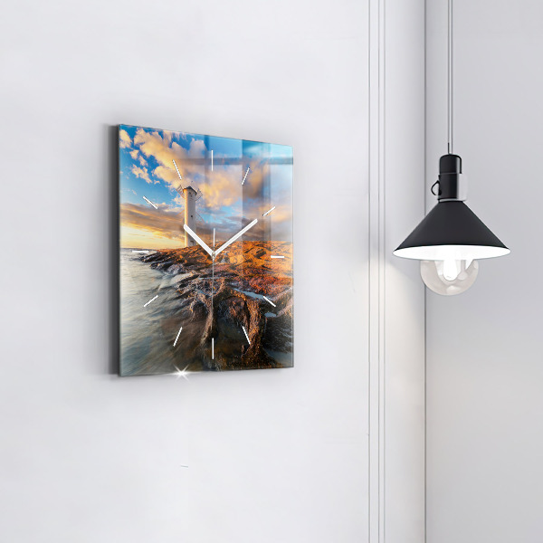 Square wall clock The Lighthouse and the Baltic Sea
