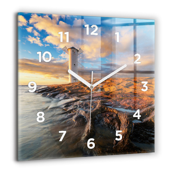 Square wall clock The Lighthouse and the Baltic Sea