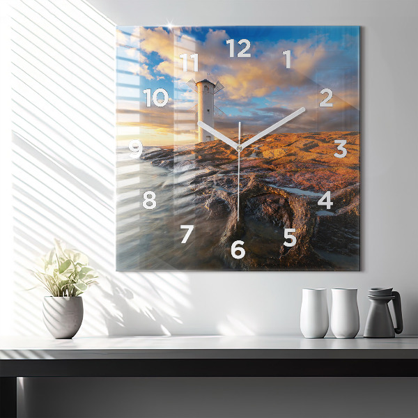 Square wall clock The Lighthouse and the Baltic Sea
