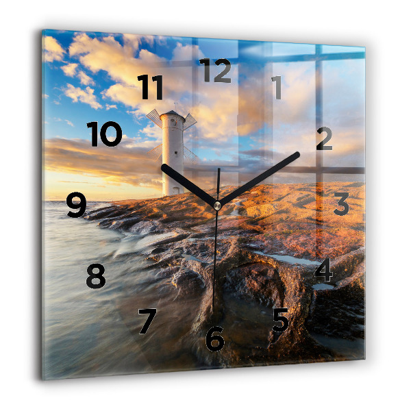 Square wall clock The Lighthouse and the Baltic Sea