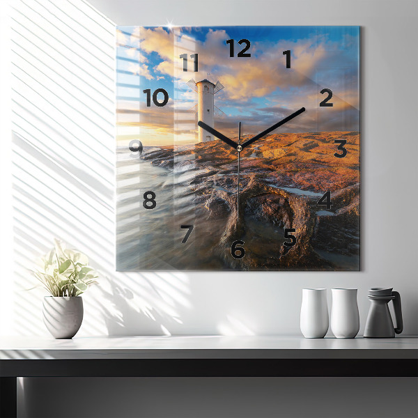Square wall clock The Lighthouse and the Baltic Sea