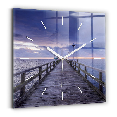 Square wall clock Pier on the Baltic Sea