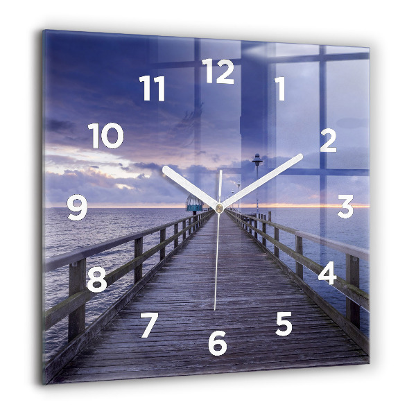 Square wall clock Pier on the Baltic Sea