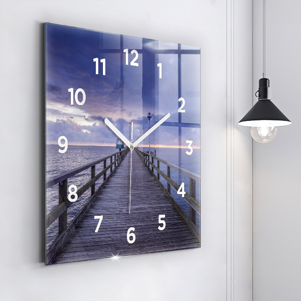 Square wall clock Pier on the Baltic Sea