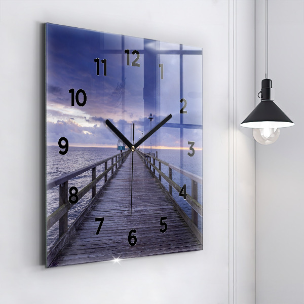 Square wall clock Pier on the Baltic Sea