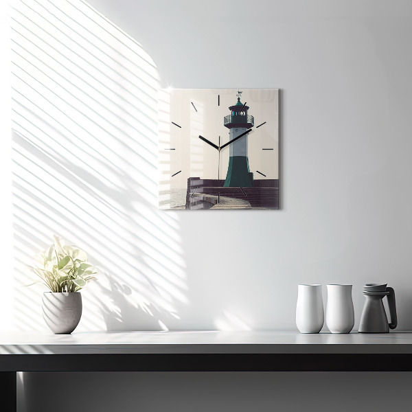 Square wall clock The lighthouse and the sea