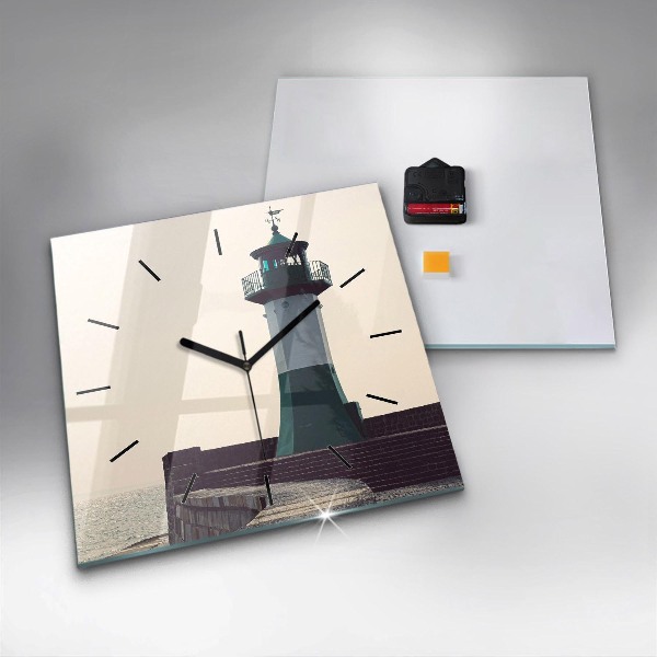 Square wall clock The lighthouse and the sea