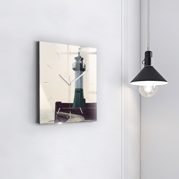 Square wall clock The lighthouse and the sea