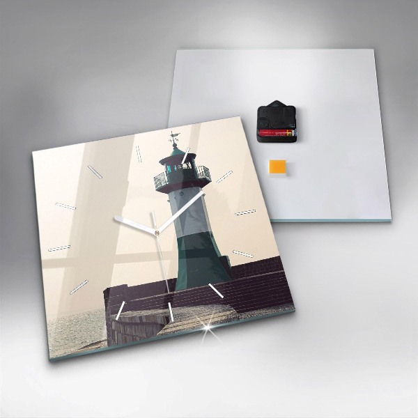 Square wall clock The lighthouse and the sea