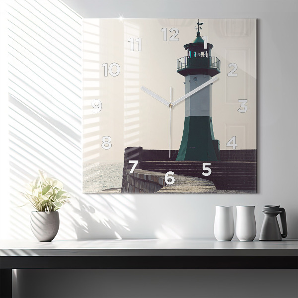 Square wall clock The lighthouse and the sea
