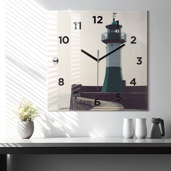 Square wall clock The lighthouse and the sea