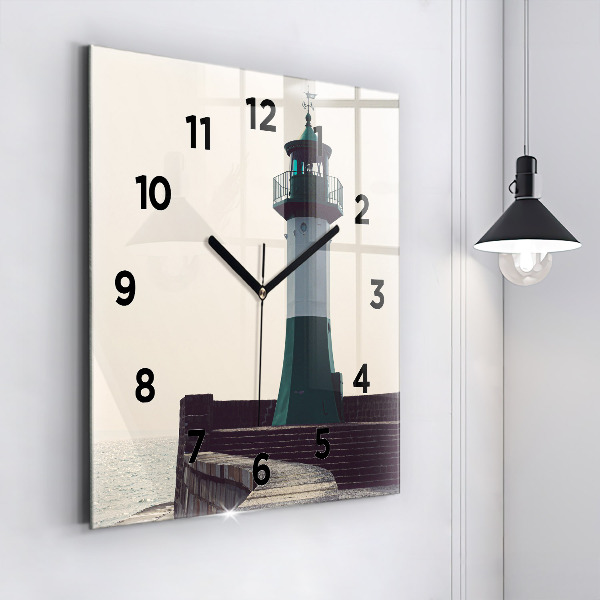 Square wall clock The lighthouse and the sea