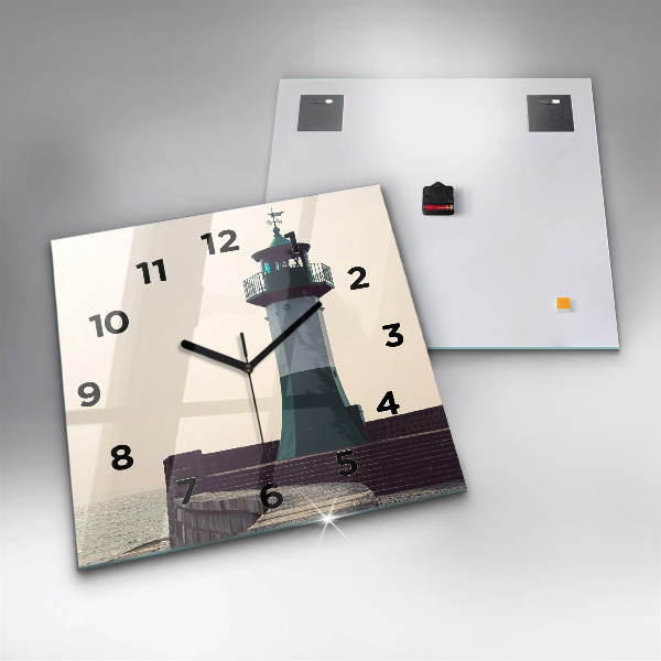 Square wall clock The lighthouse and the sea