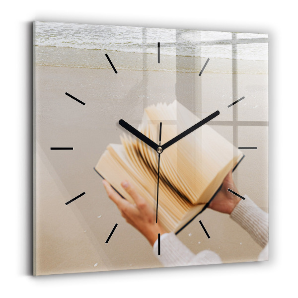 Square wall clock A moment with a book