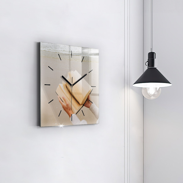 Square wall clock A moment with a book
