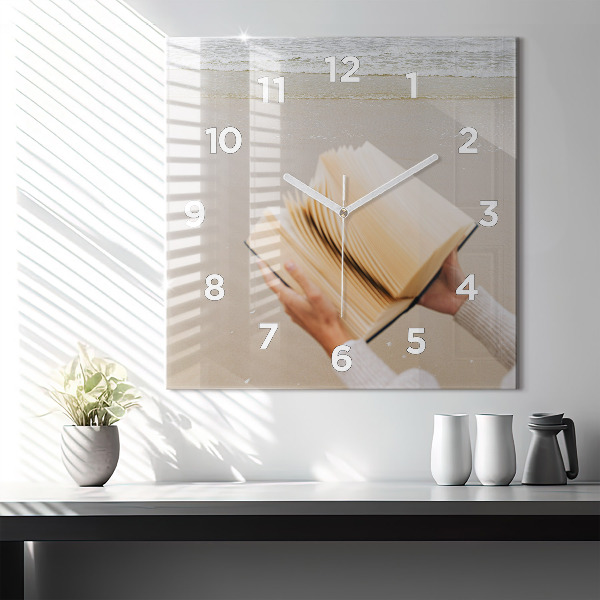 Square wall clock A moment with a book