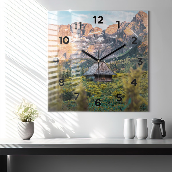 Square wall clock Cottage in the Tatra Mountains