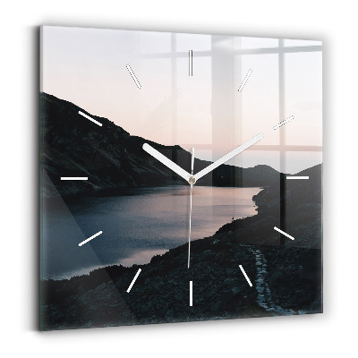 Square wall clock Lake and mountains