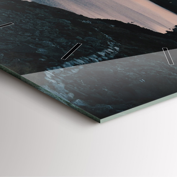 Square wall clock Lake and mountains