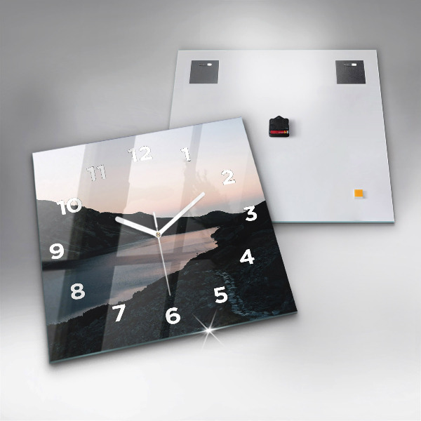 Square wall clock Lake and mountains
