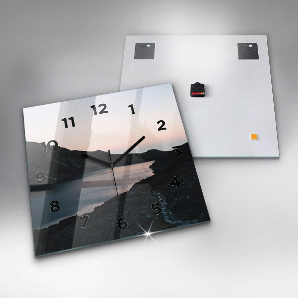 Square wall clock Lake and mountains