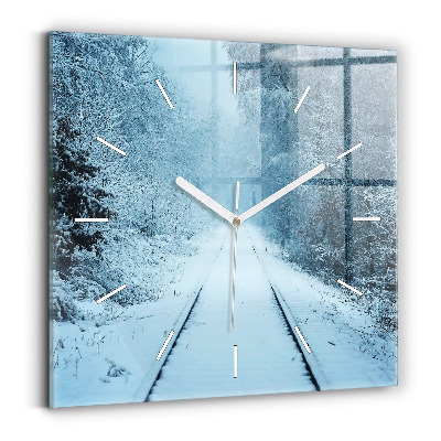 Square wall clock Deer on the tracks