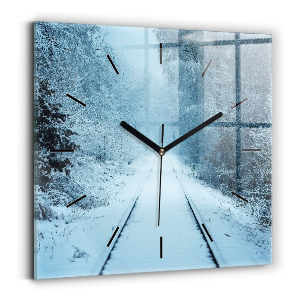 Square wall clock Deer on the tracks