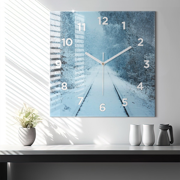 Square wall clock Deer on the tracks