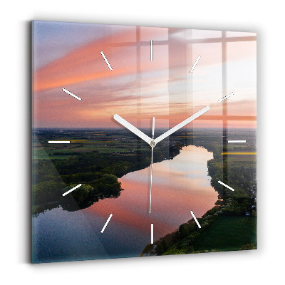 Square wall clock Lake view